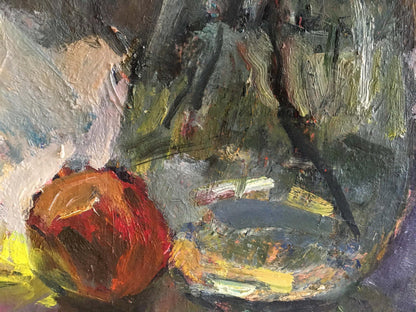 Oil painting of red orange pomegranate by Petrashevsky Stanislav Vasilievich
