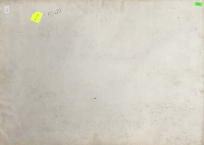 Back of Oil painting Flowers Alishevich on textured off-white canvas