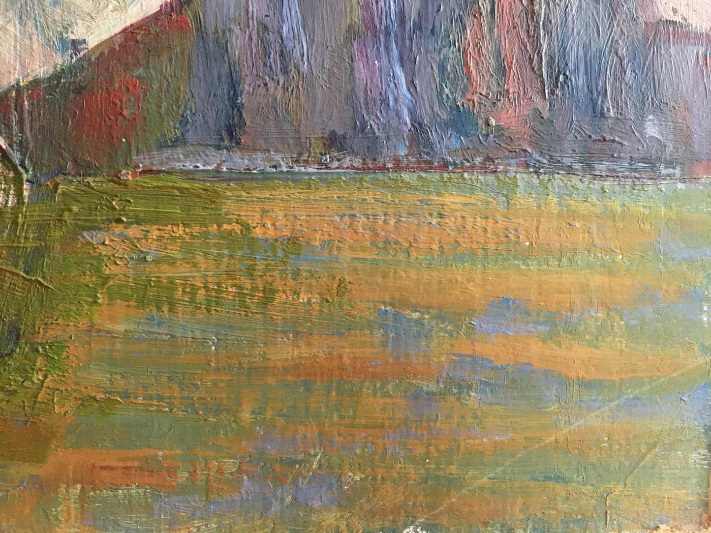 Oil painting Flowers on the table Les T. S. abstract expressionist artwork
