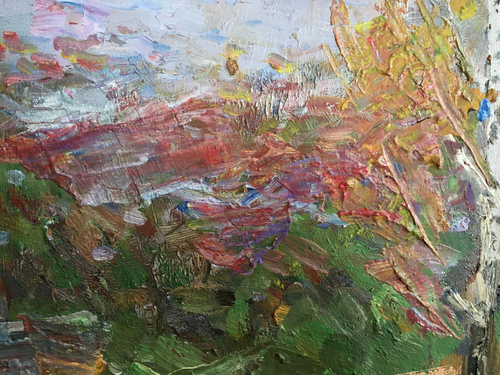 Oil painting Early spring by Khodchenko Lev Pavlovich, textured landscape