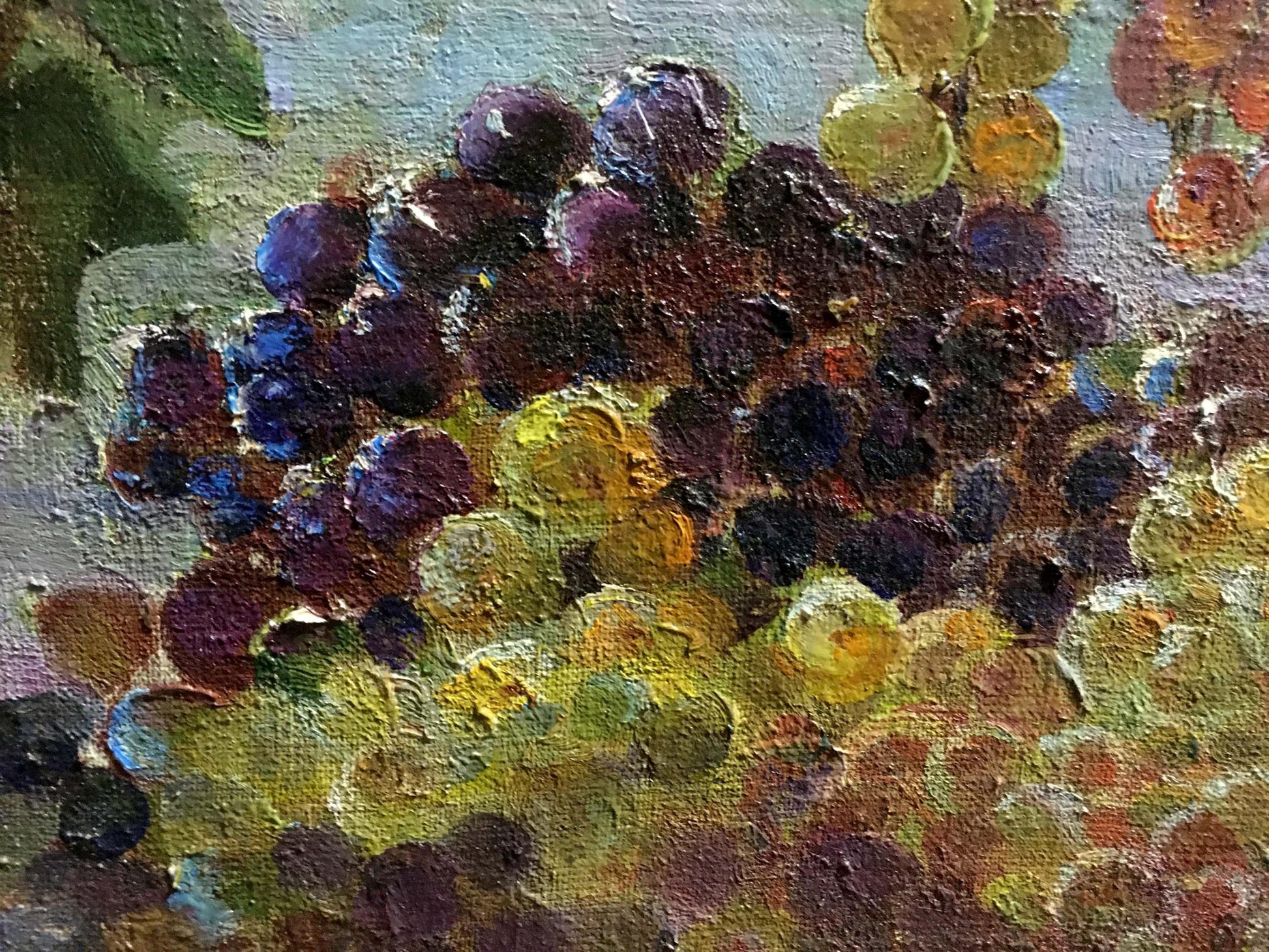 Oil painting Autumn Gold by Yanchak Elena Vaclavovna, textured grapes
