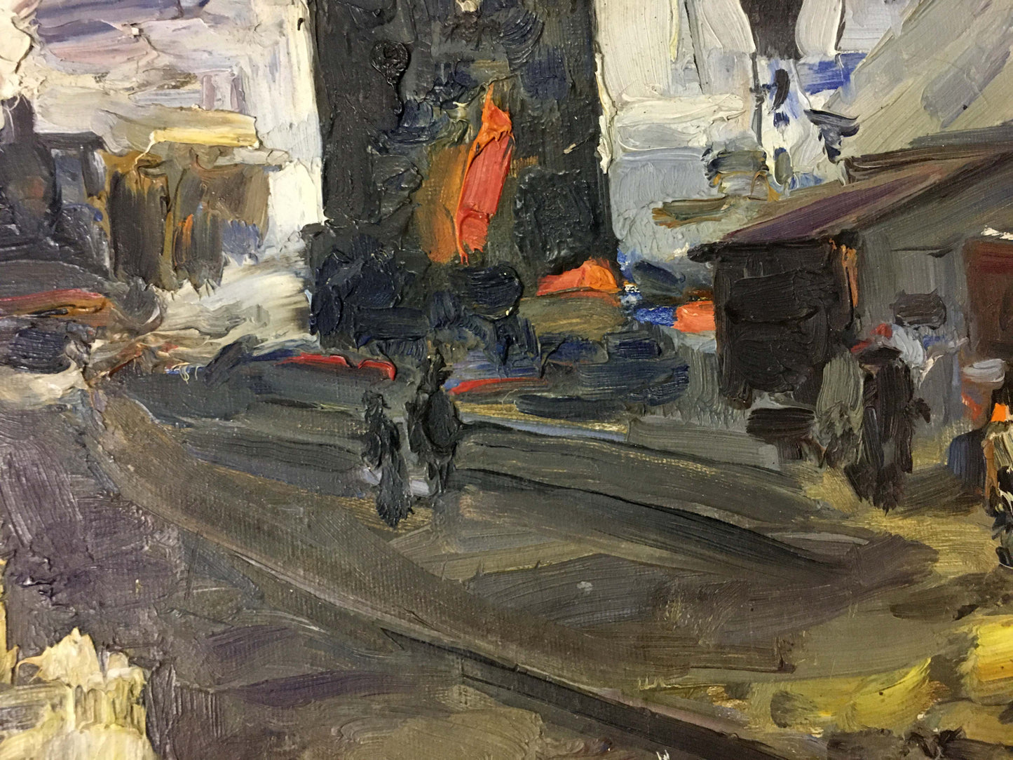 Vibrant impressionistic oil painting At the Station by unknown artist