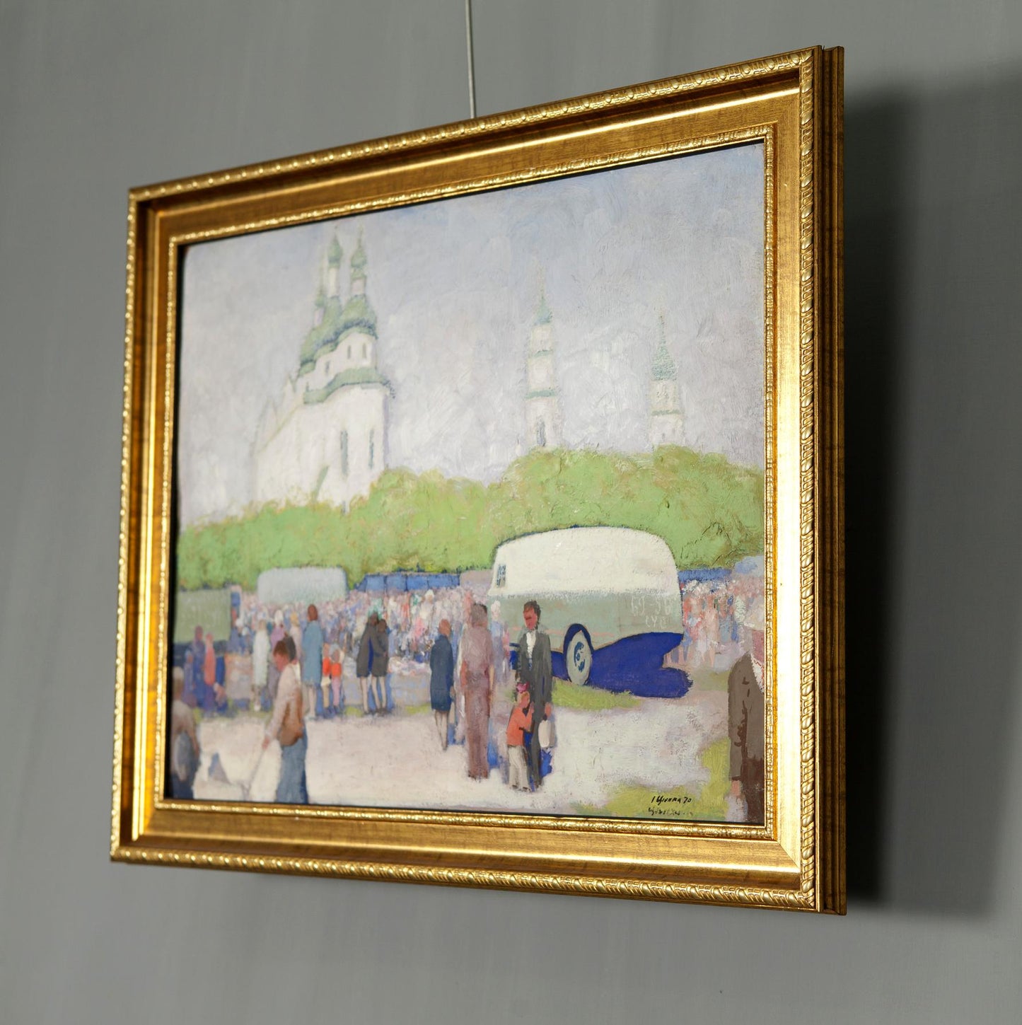 Framed Oil Painting at the Old Fair by Sovit Artist Ivan Tsyupka