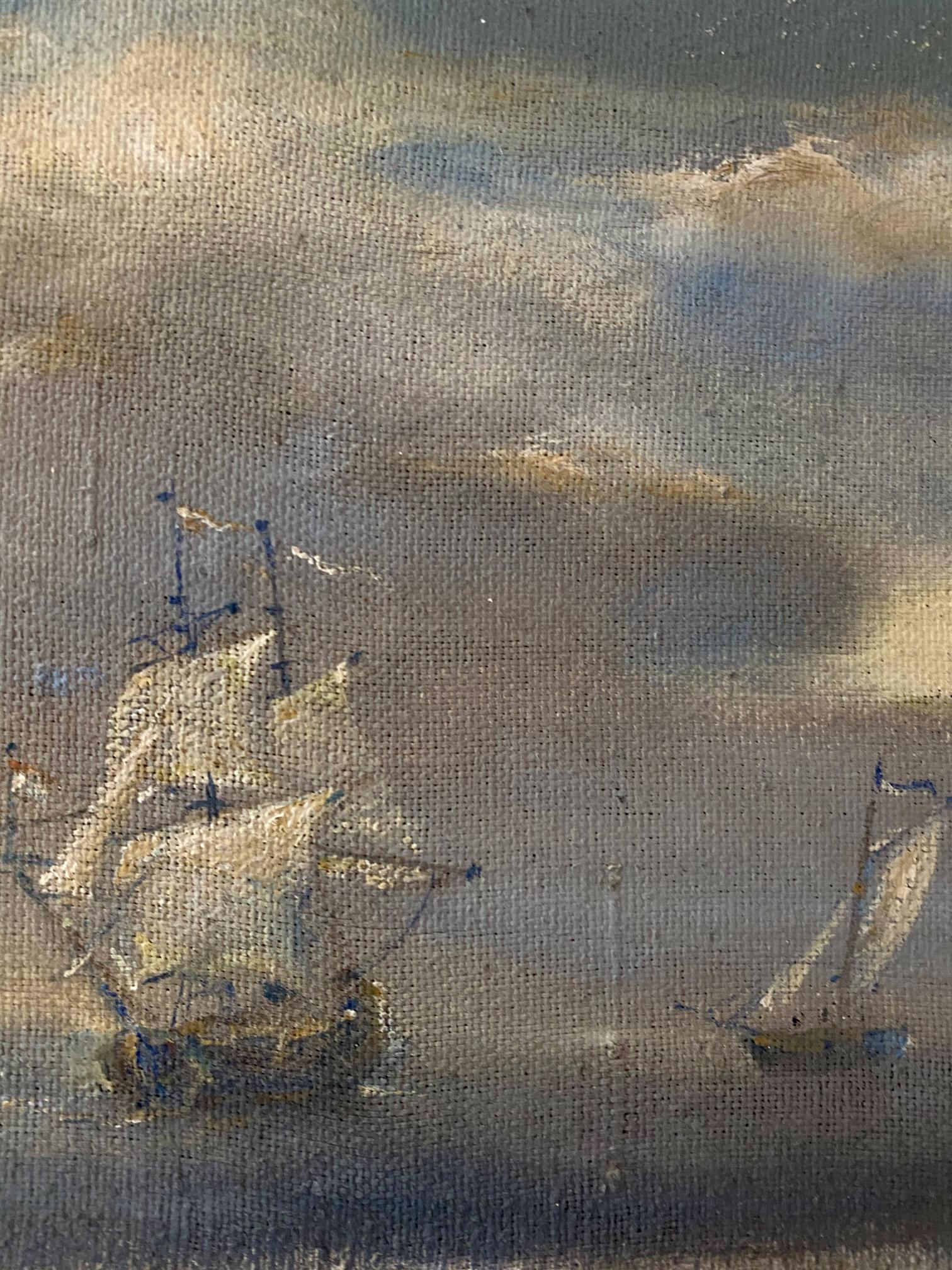 Oil painting seascape by Litvinov Oleg Arkad’yevich historic sailing ship moody sky