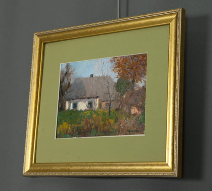 Oil painting Beginning of Autumn by Ivan Kirillovich Tsyupka in gold frame