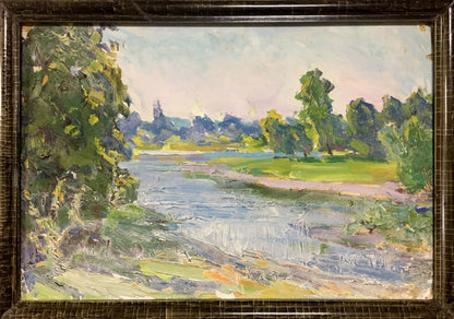 Framed impressionist oil painting Summer morning by Glushchenko
