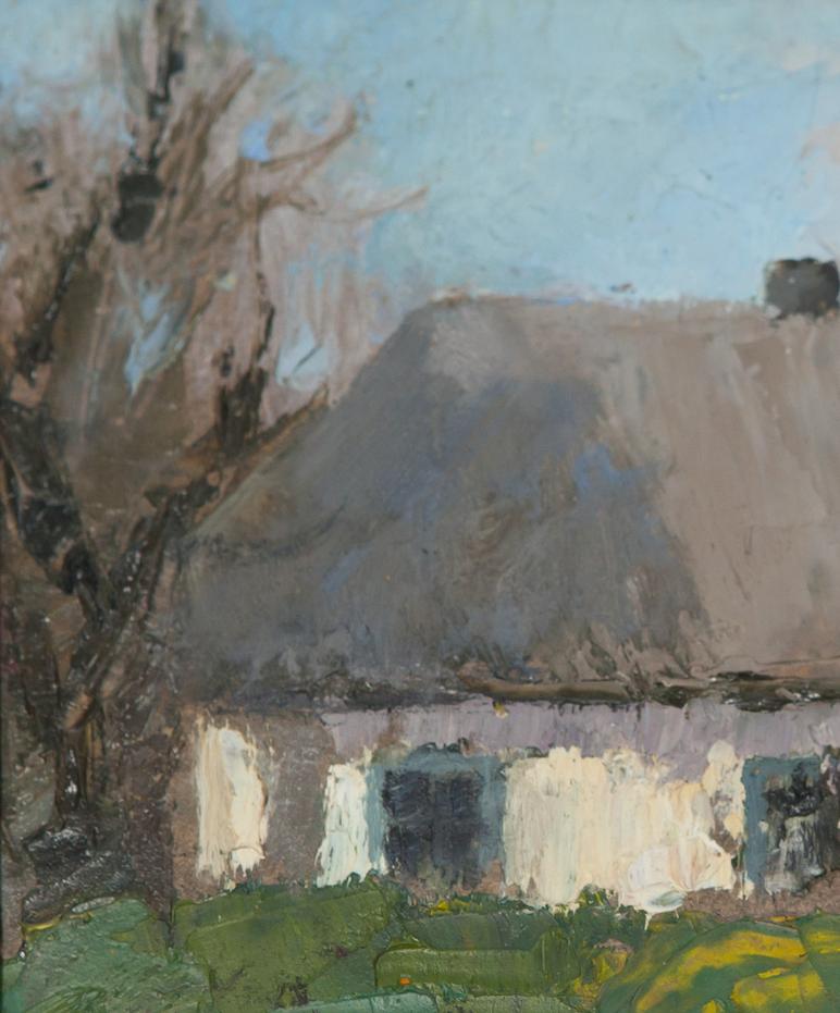 Oil painting Beginning of autumn by Ivan Kirillovich Tsyupka: rustic cottage