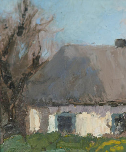 Oil painting Beginning of autumn by Ivan Kirillovich Tsyupka: rustic cottage