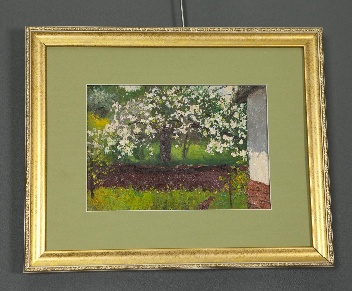 Oil painting Apple Smell by Ivan Kirillovich Tsyupka in gold frame