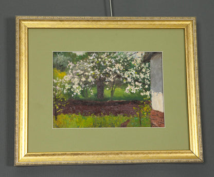 Oil painting Apple Smell by Ivan Kirillovich Tsyupka in gold frame