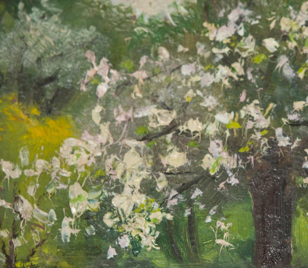Textured oil painting of blossoming apple tree by Ivan Kirillovich Tsyupka