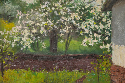 Textured oil painting of apple blossom tree by Ivan Kirillovich Tsyupka