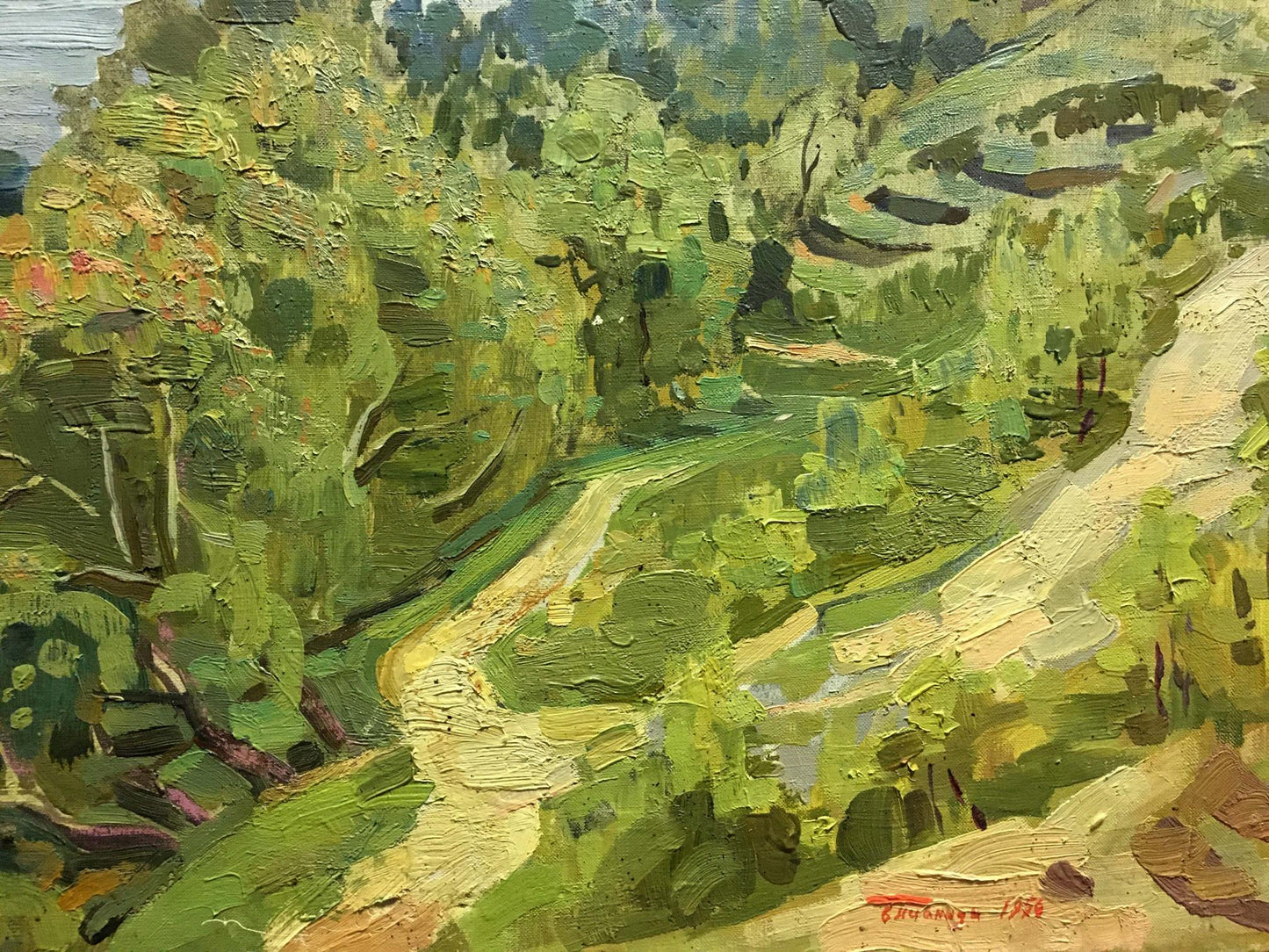 Vibrant Pianida Boris Nikitich oil painting of lush river landscape