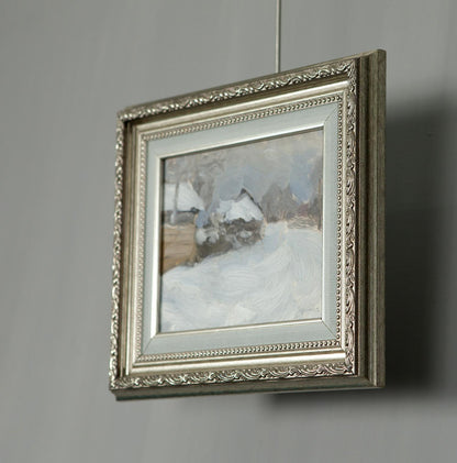 Silver ornate frame with Ivan Tsyupka snowy streets oil painting