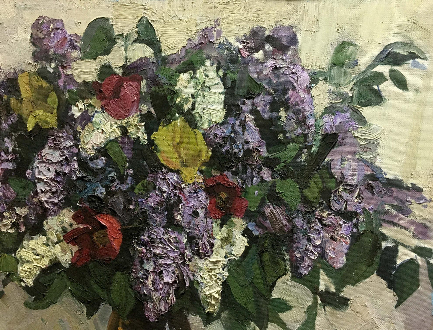 Oil painting of lemon near lilac by Alexander Kerzhner