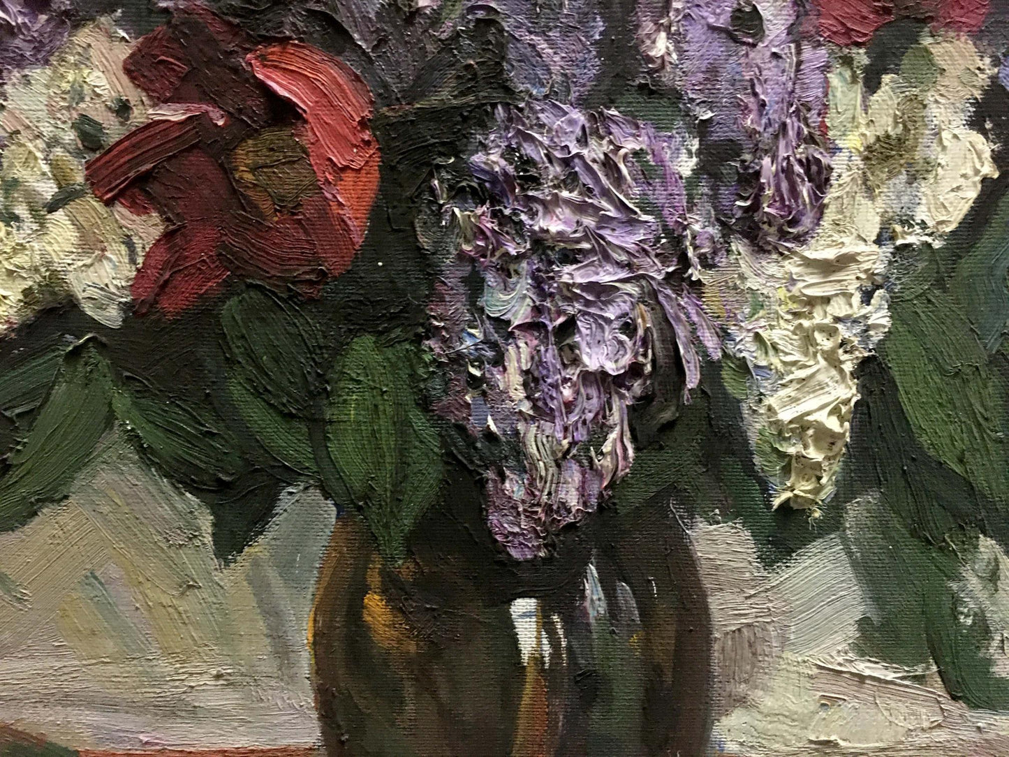 Oil painting Lemon near the lilac by Alexander Kerzhner in textured impasto