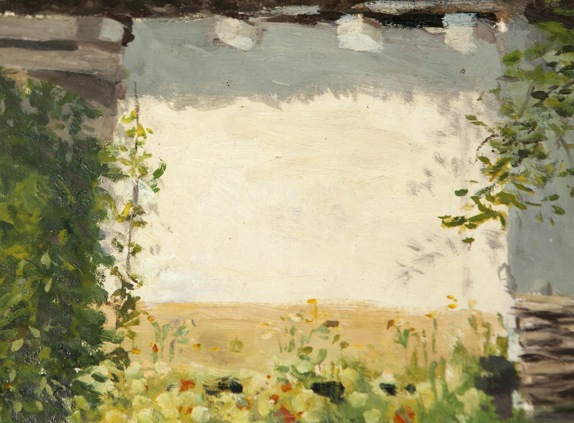 Original oil painting by Ukrainian artist Ivan Tsyupka: textured garden scene