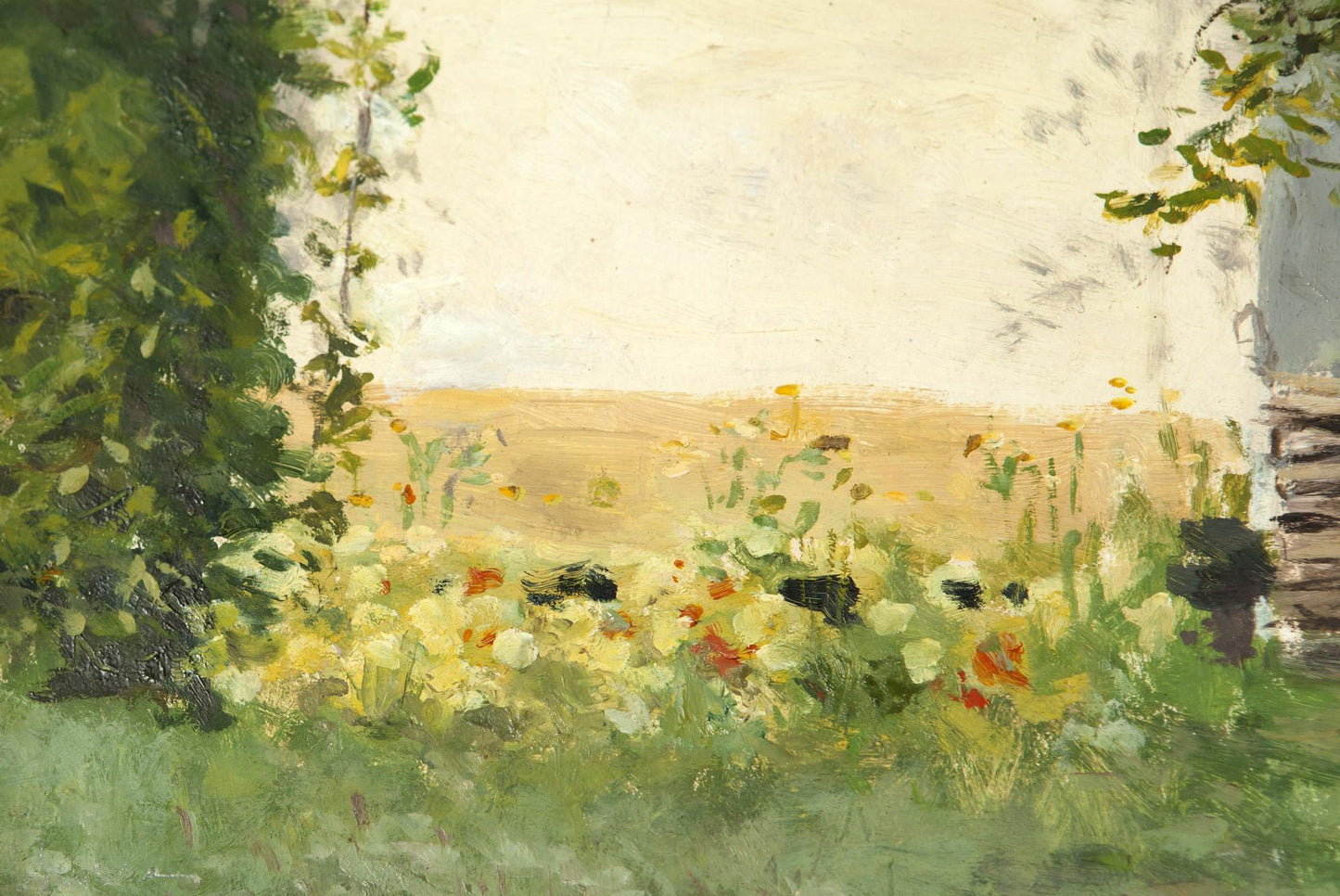Vibrant yellow orange wildflowers oil painting by Ukrainian artist Ivan Tsyupka