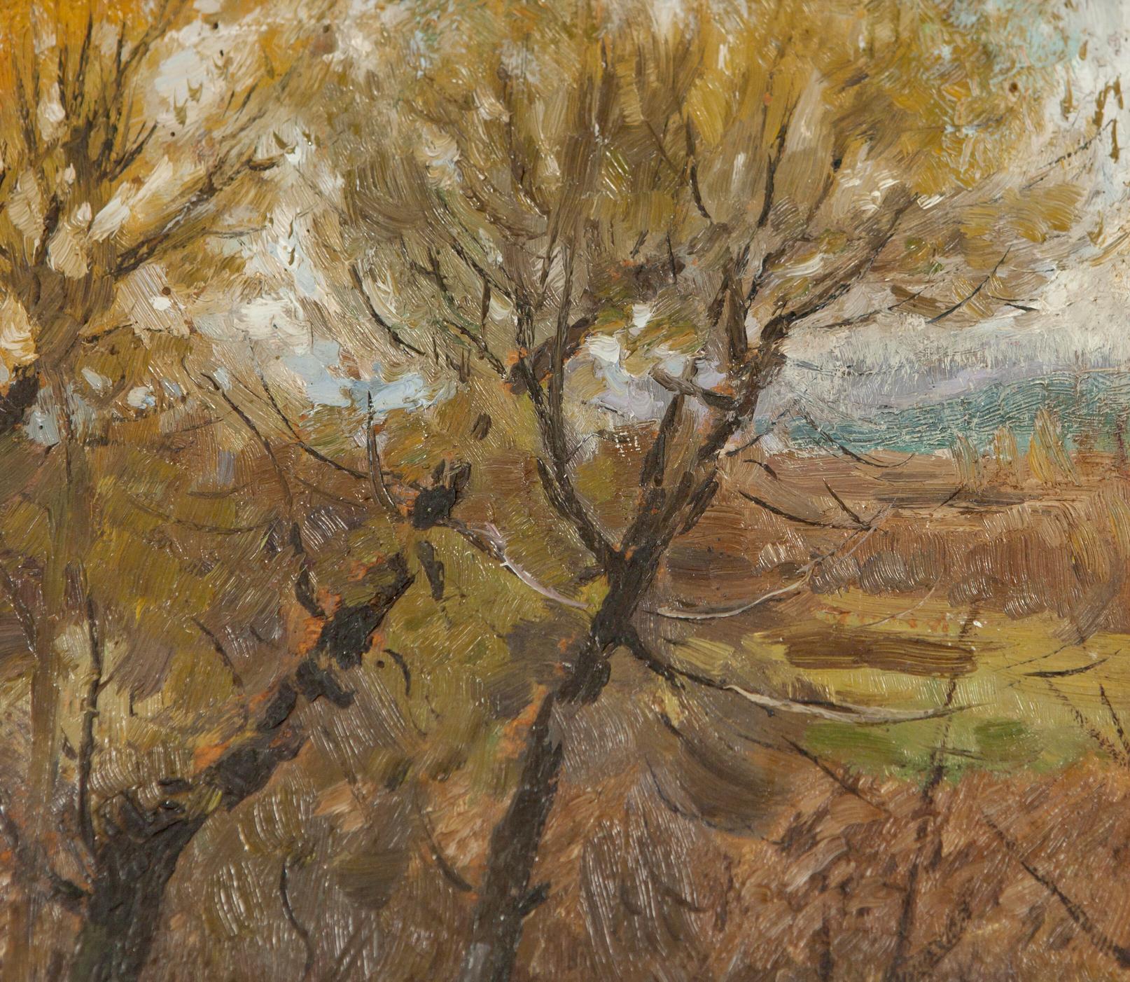 Autumn painting by Ivan Tsyupka: impressionistic golden-yellow tree