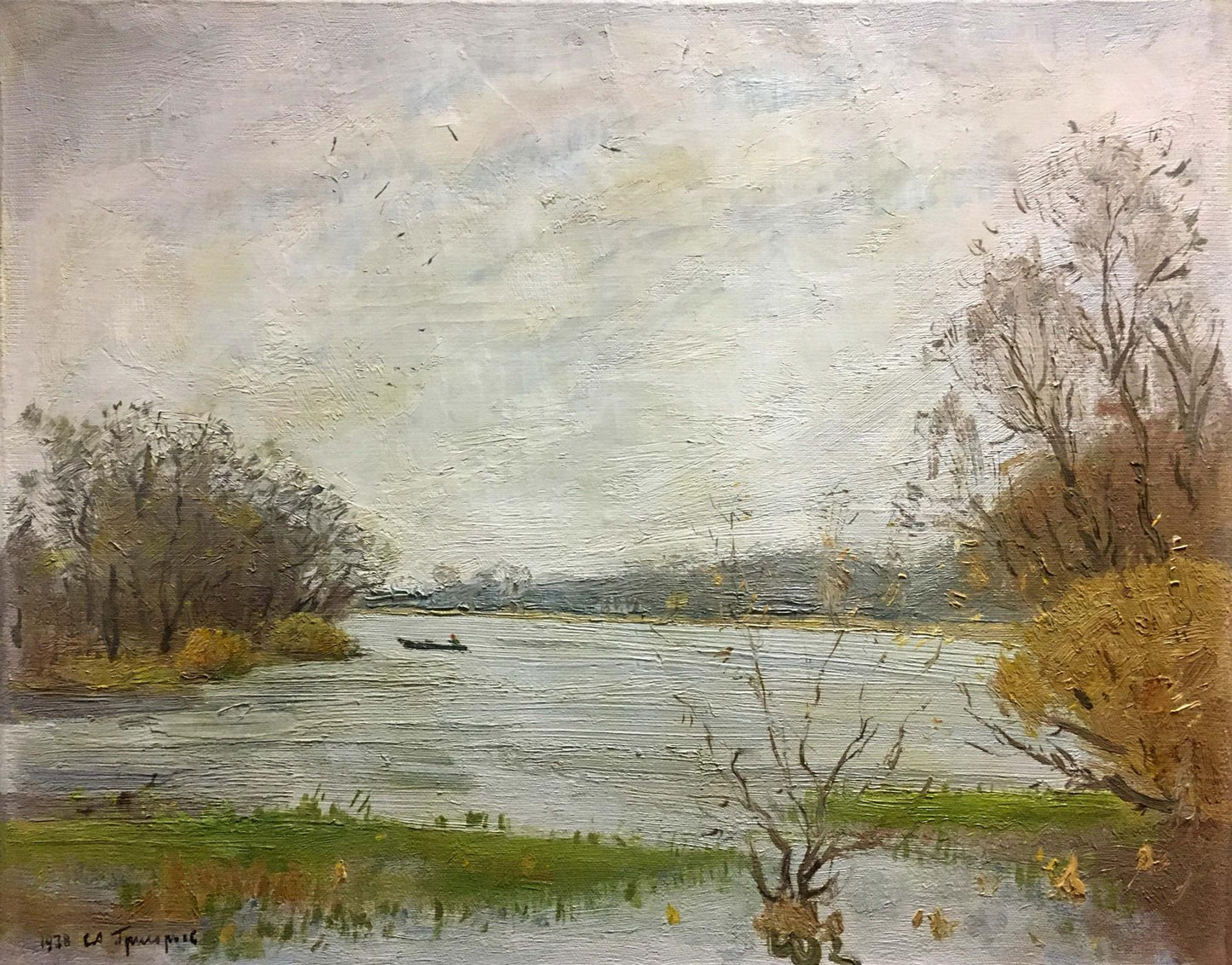 Serene impressionistic oil painting of swamp river by Grigoryev Sergey Alekseevich
