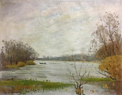 Serene impressionistic oil painting of swamp river by Grigoryev Sergey Alekseevich