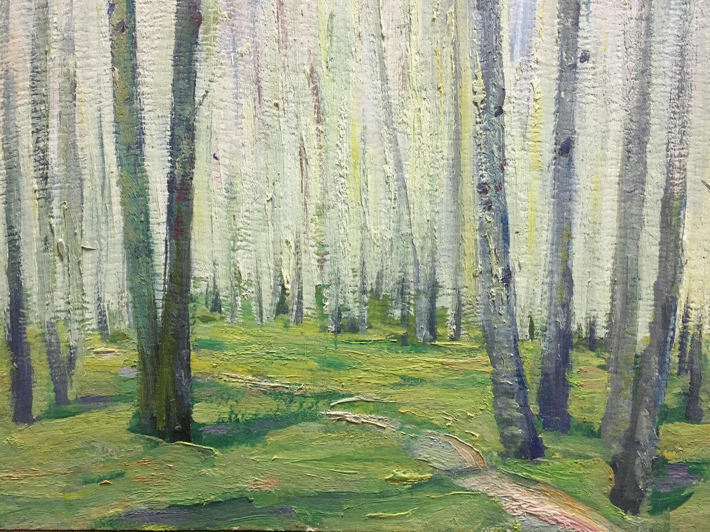 Textured oil painting of birch grove by Kucherov Alexander Alexandrovich
