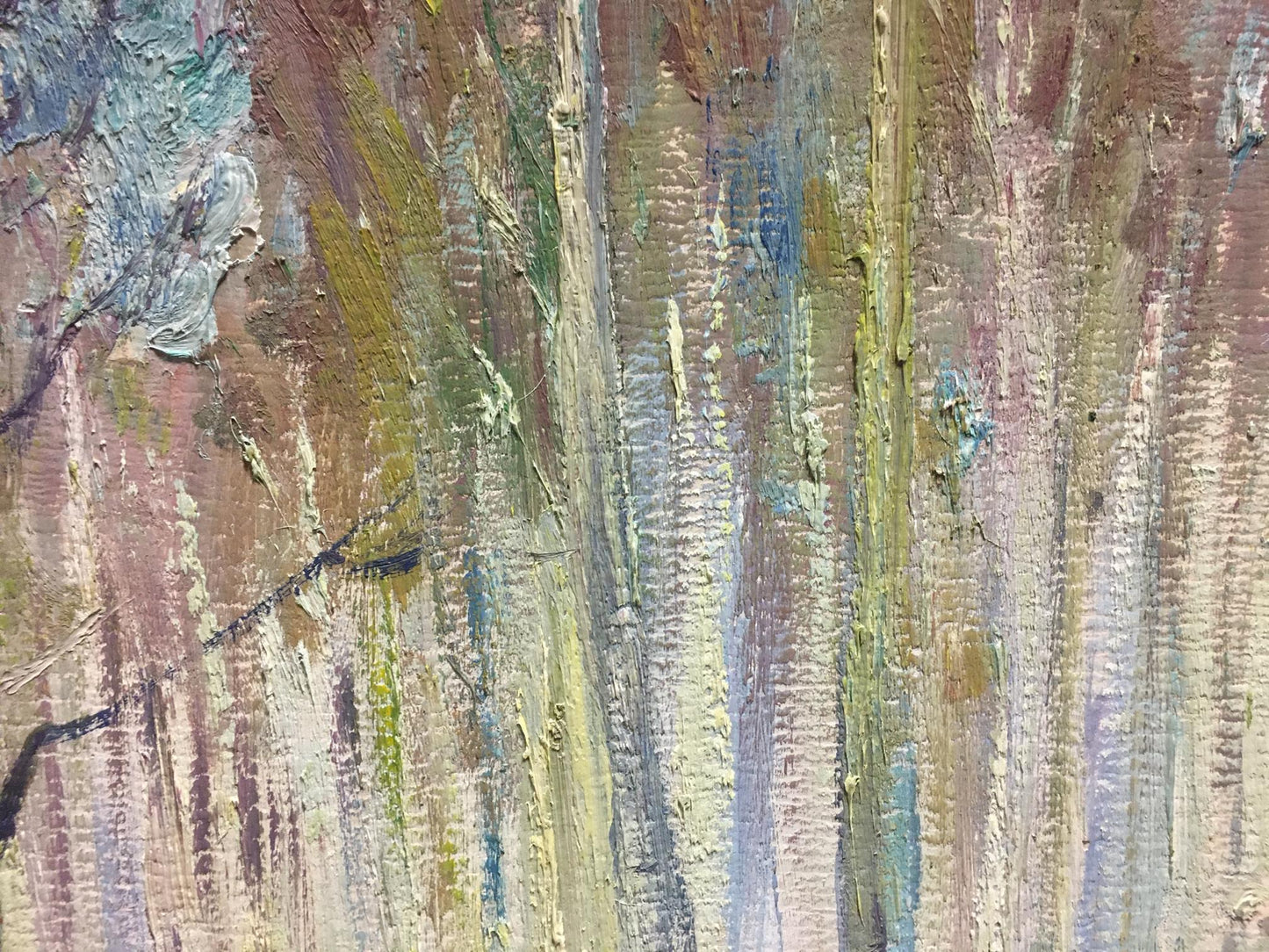 Oil painting Birch Grove by Kucherov Alexander Alexandrovich, earthy textured abstract