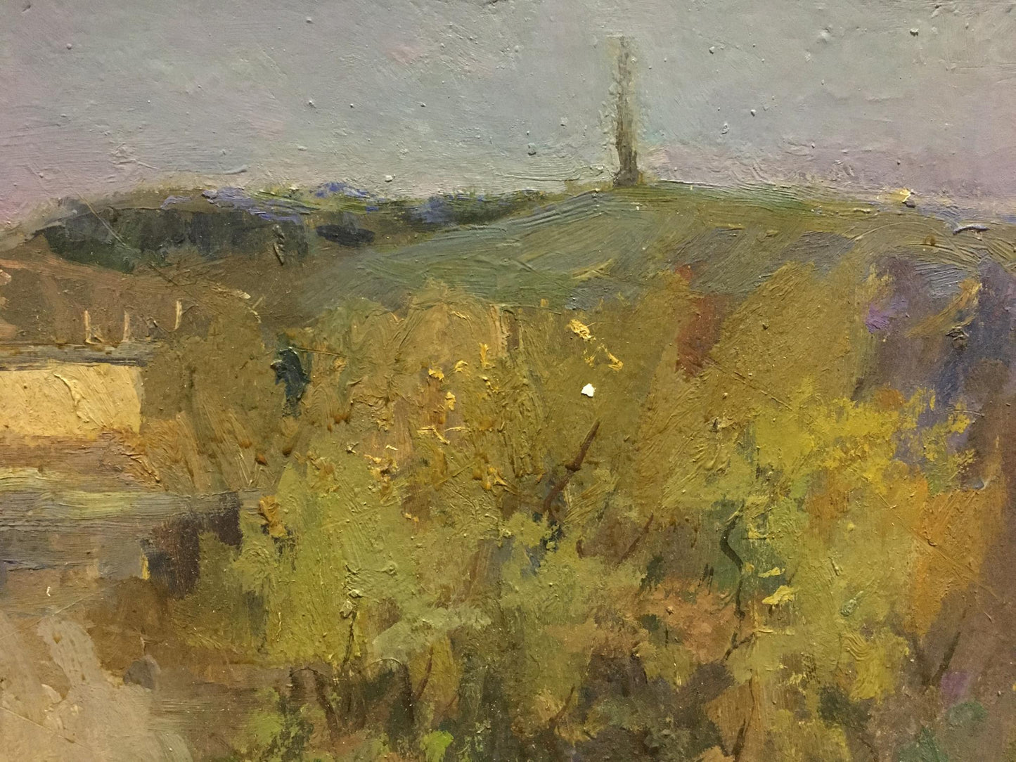 Oil painting Promenade by Morozov Leonid Aleksandrovich textured hillside scene