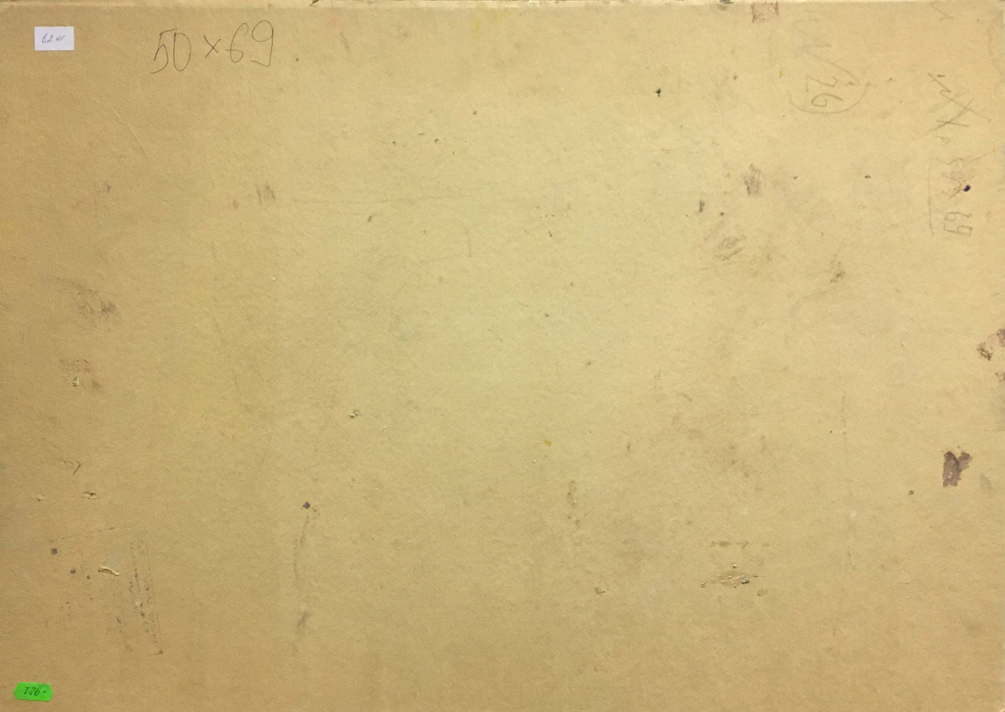 Beige textured paper back of Oil painting School with faint pencil marks