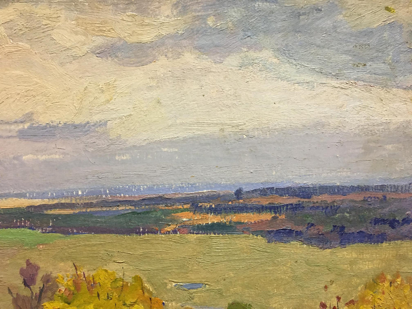 Oil painting Autumn day Gantman Moses Faybovich textured landscape