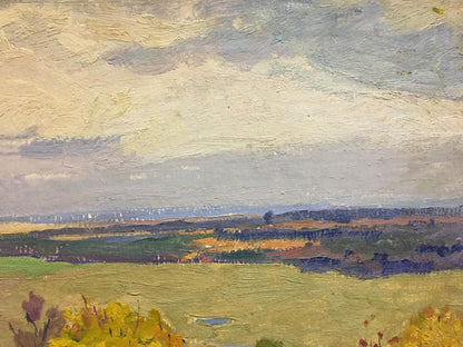 Oil painting Autumn day Gantman Moses Faybovich textured landscape