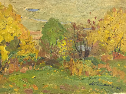 Oil painting Autumn day Gantman Moses Faybovich impasto landscape
