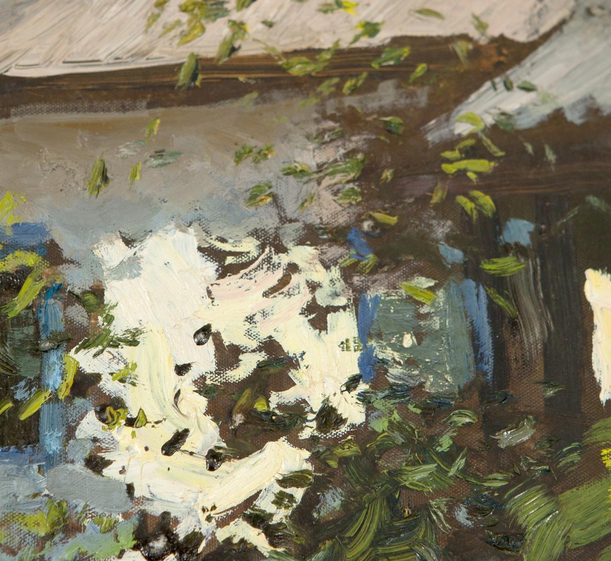 Oil painting of lonely house by Ivan Tsyupka, rustic rural landscape