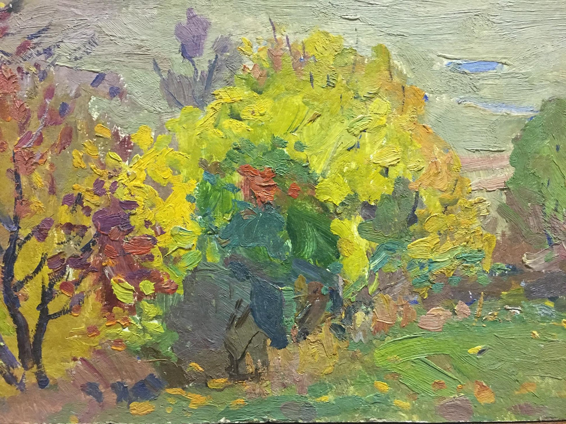 Vibrant impressionist oil painting Autumn Day by Gantman Moses Faybovich