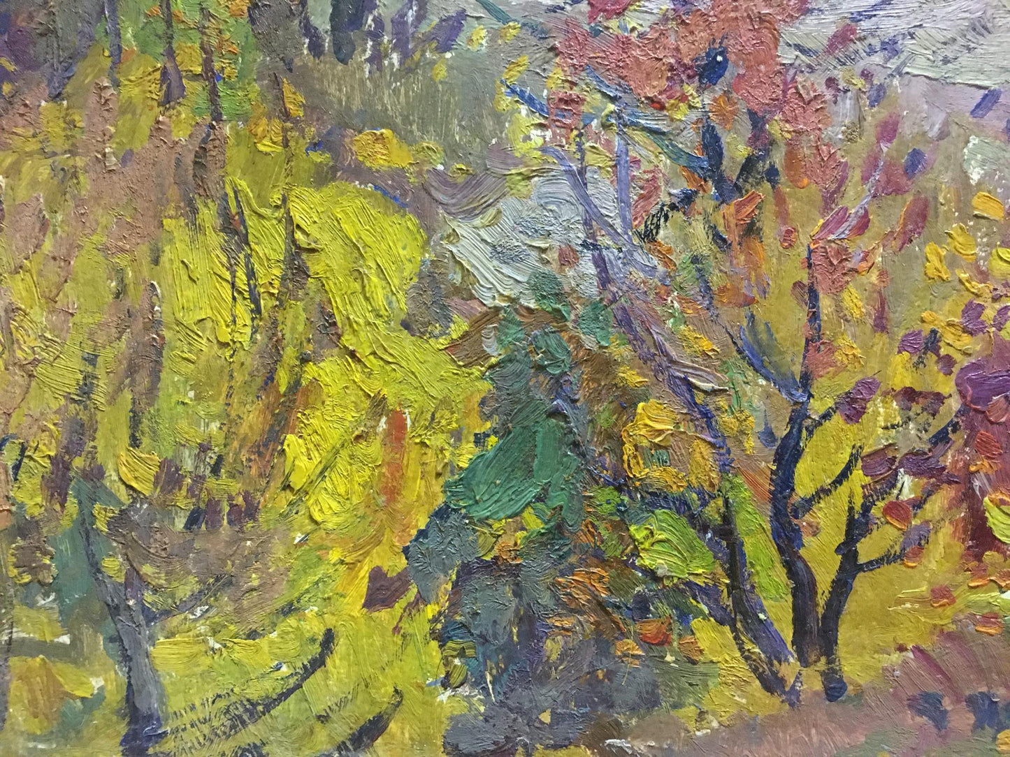Vibrant impressionist oil painting Autumn day by Gantman Moses Faybovich