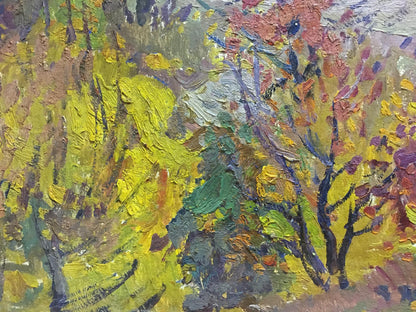 Vibrant impressionist oil painting Autumn day by Gantman Moses Faybovich