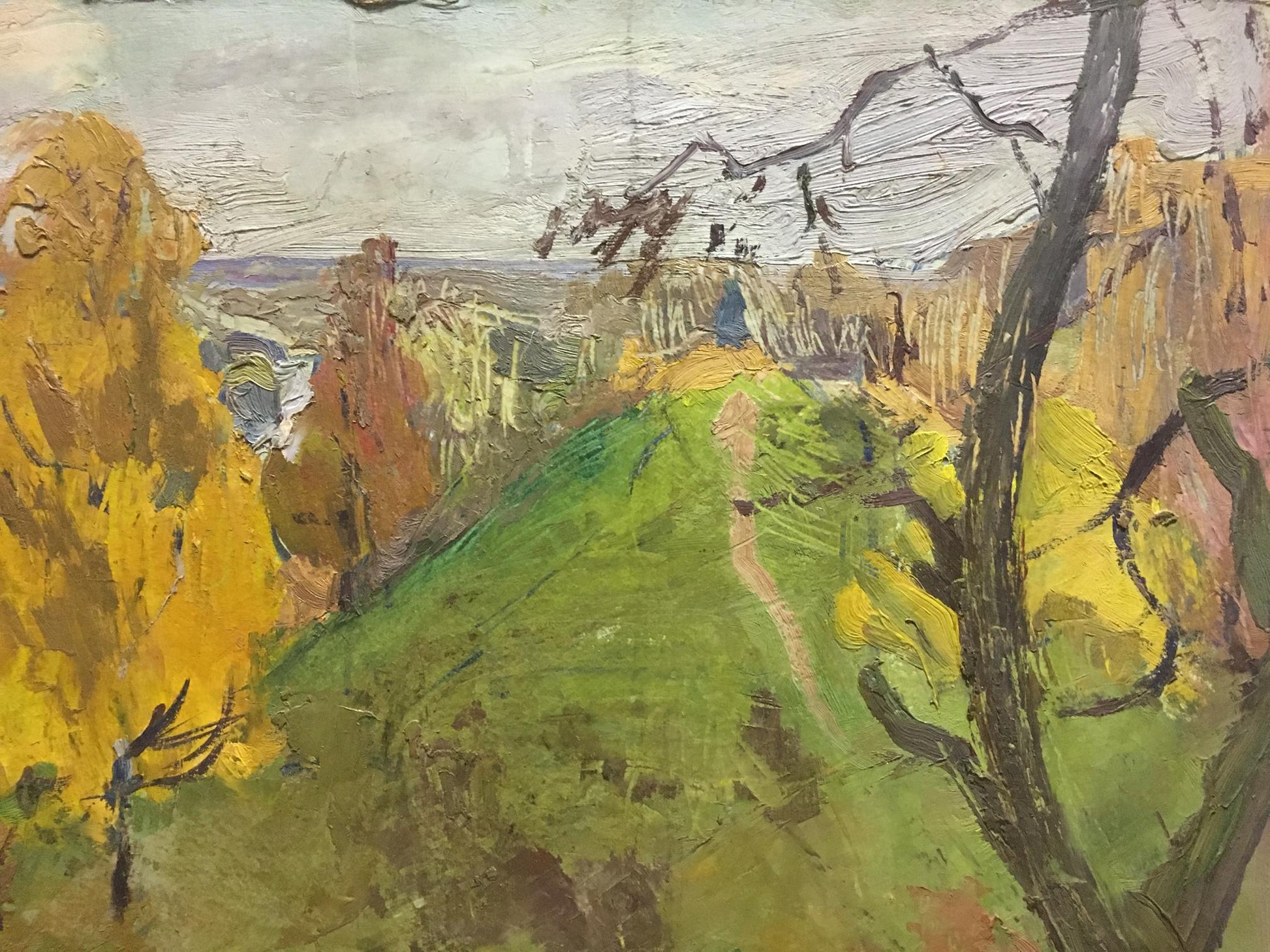 Impressionistic oil painting At the hill by Gantman Moses Faybovich