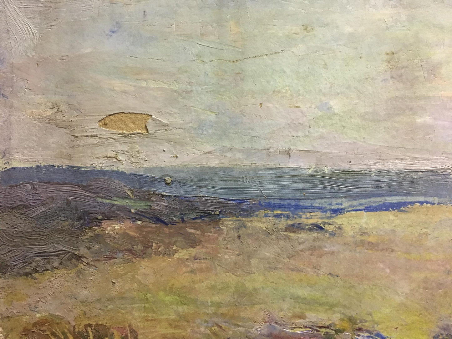 Oil painting At the hill by Gantman Moses Faybovich, impressionistic landscape