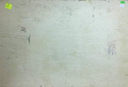 Back of Oil painting At the hill by Gantman Moses Faybovich, weathered canvas with pencil marks and labels