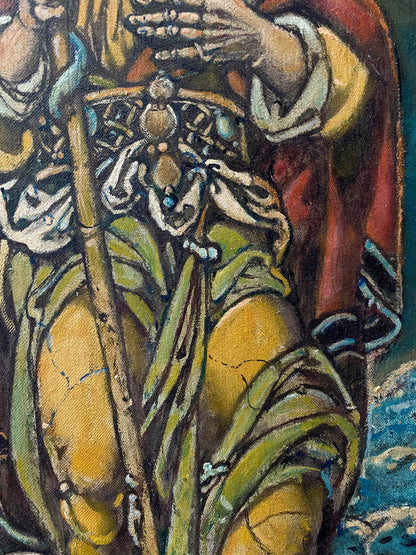 Oil painting Sacrifice of Abraham by Oleg Litvinov in yellow green robes