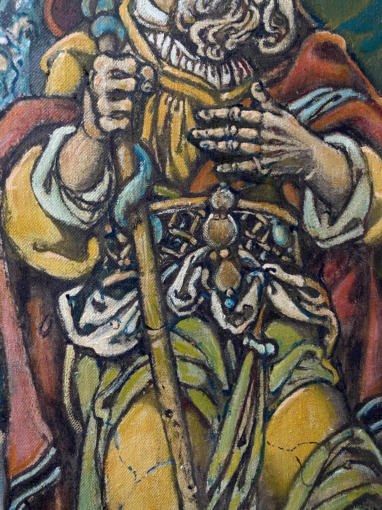 Oil painting Sacrifice of Abraham by Oleg Litvinov: skeletal figure in ornate robes