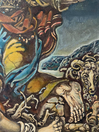 Oil painting of Abraham’s sacrifice with angels by Oleg Litvinov