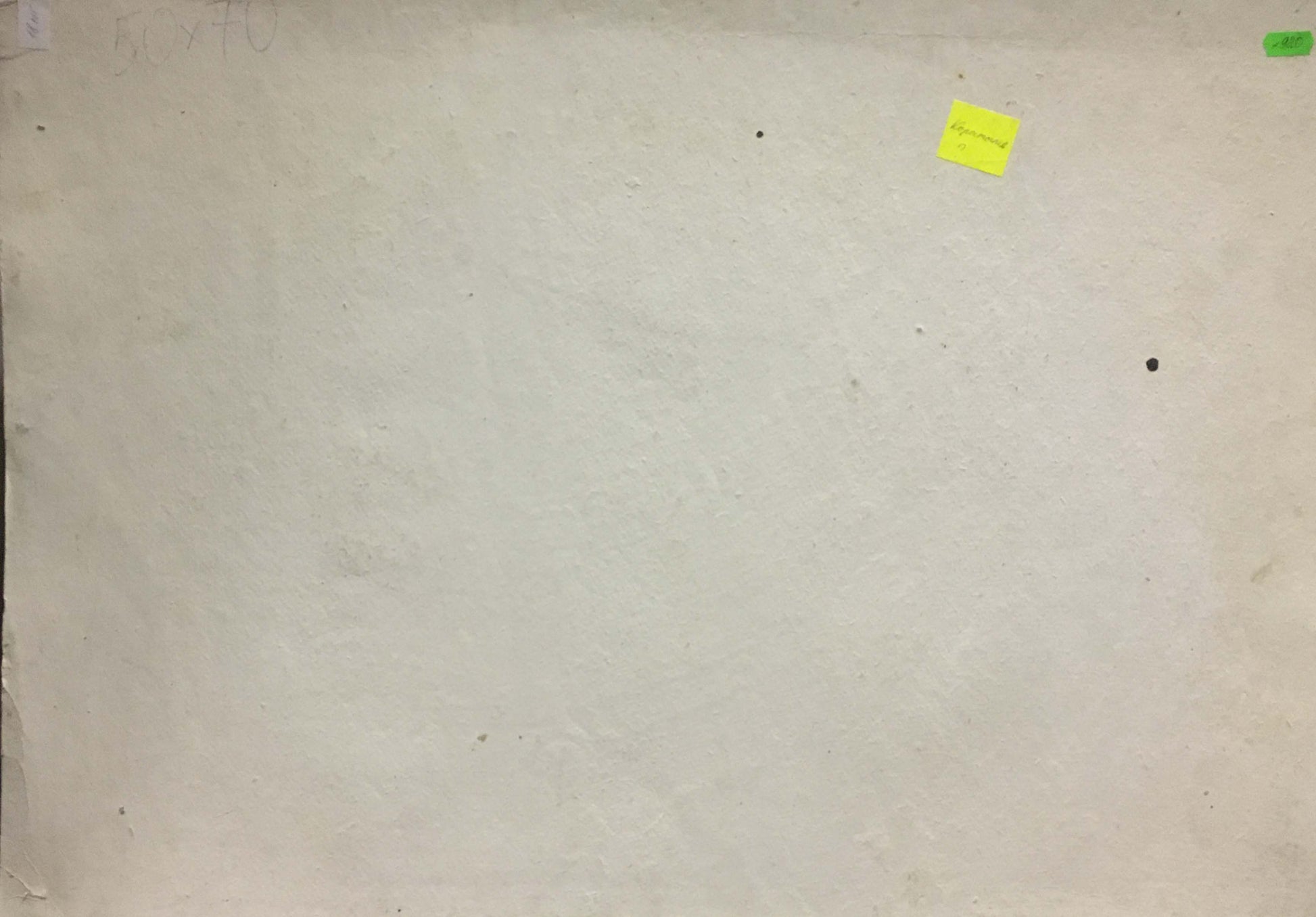 Yellow sticky note on back of Vladimir Korostelev oil painting River landscape