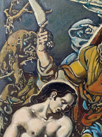 Oil painting of Abrahams sacrifice with angels by Oleg Litvinov