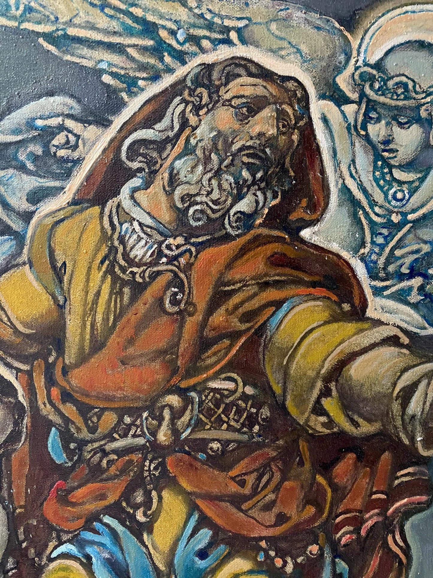 Oil painting of Abraham’s sacrifice with angels by Oleg Litvinov