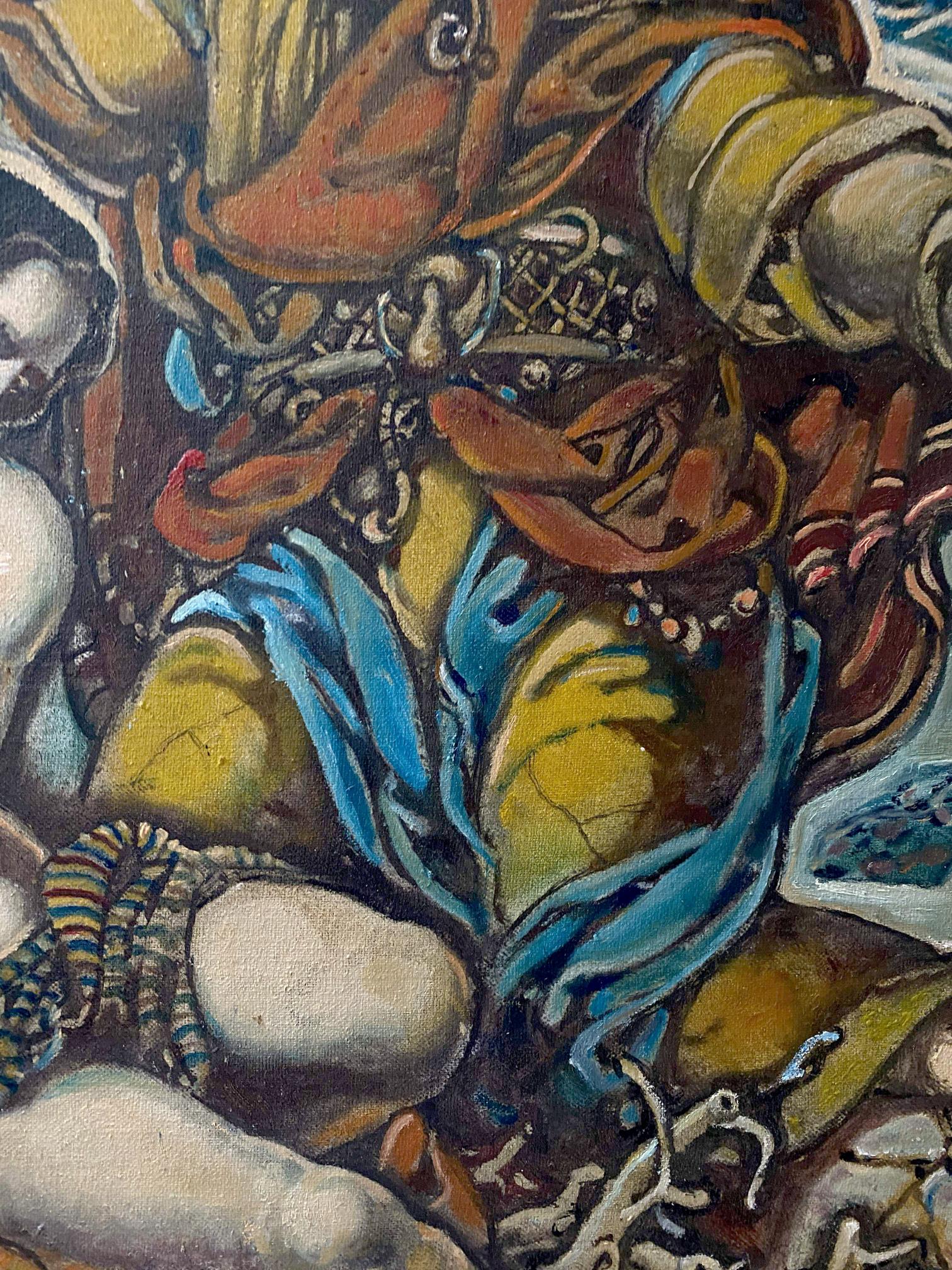 Oil painting of Abrahams sacrifice with angels by Oleg Litvinov