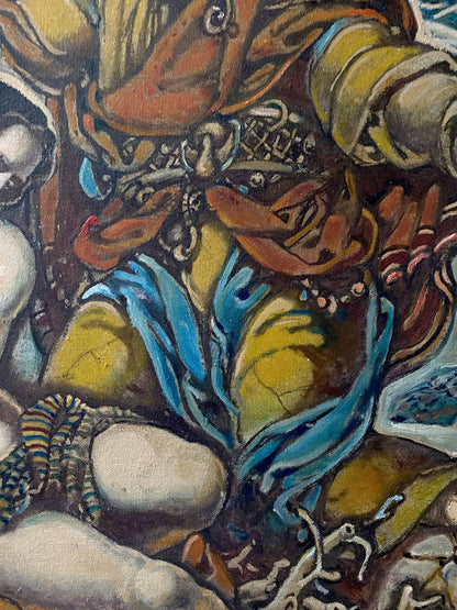 Oil painting of Abrahams sacrifice with angels by Oleg Litvinov