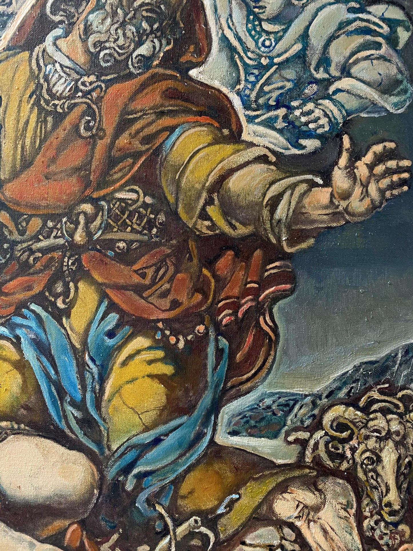 Oil painting of Abraham’s sacrifice with angels by Oleg Litvinov