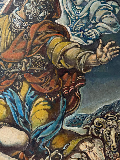 Oil painting of Abraham’s sacrifice with angels by Oleg Litvinov