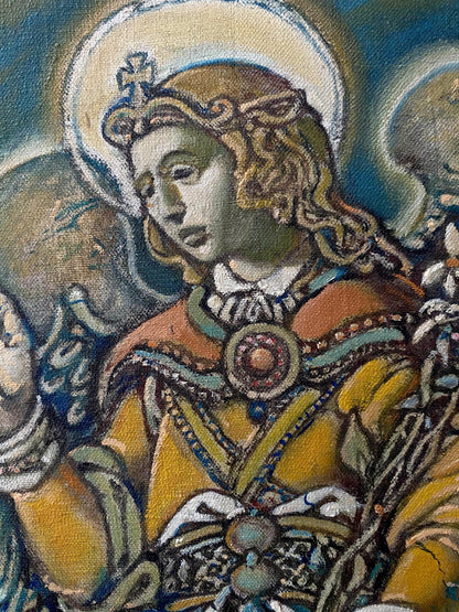 Crowned angel in golden robes by Oleg Litvinov oil painting